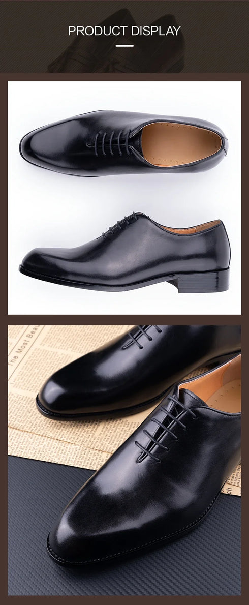 Men's Leather Casual Oxford Shoes Comfortable Lace-Up Business Footwear