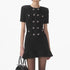 Luxury Autumn Double Breasted Beading Diamonds Mini Knit Dress for Women