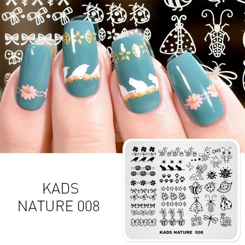 Nature-Inspired Nail Art Stamping Plate - Stainless Steel DIY Manicure Tool with Leaf and Umbrella Patterns for Stunning Nail Designs