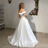 Satin Off The Shoulder Wedding Dress Simple A-Line Bridal Gown