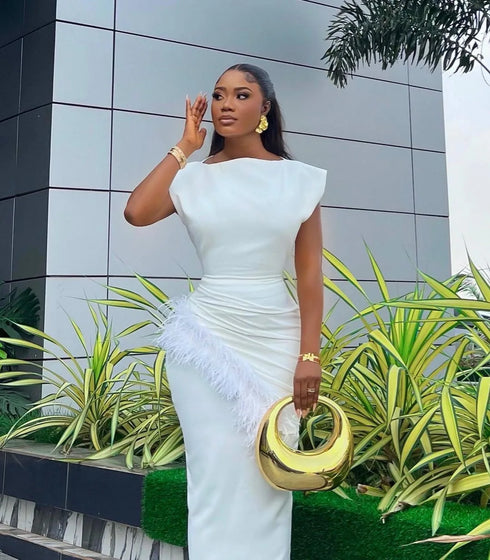 Women Dresses O Neck Pullover Solid Sexy Wrap Office Dress