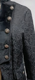 Gothic Men's Steampunk Vintage Prince Tuxedo Windbreaker Coat for Medieval Renaissance Role-Playing and Partys – Exquisite Victorian Edwardian Jacket with Floral Appliques and Turtleneck Design