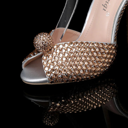 Elegant Women’s Gladiator Sandals with Luxury Pearls and Studs – Chic Peep Toe High Heels for Weddings and Special Occasions