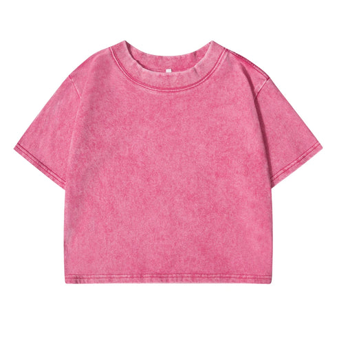 Slim Washed Cotton T-Shirt Women Casual Sport Short Sleeve Retro Tee Shirt
