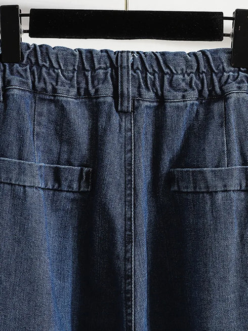 Women Casual Jeans Korean Style Streetwear Loose High Waist Denim Pants