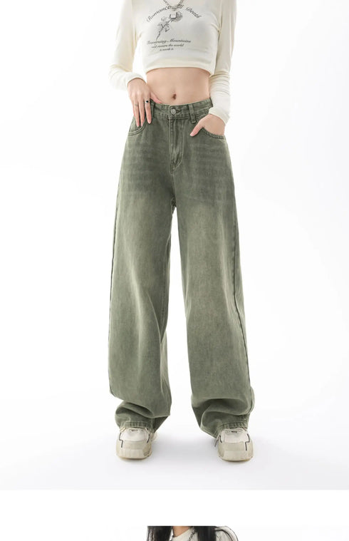 Chic High Waist Loose Straight Leg Women's Jeans for Effortless Streetwear Style - Ideal for Casual Y2K Fashion and Fall Outfit Inspiration