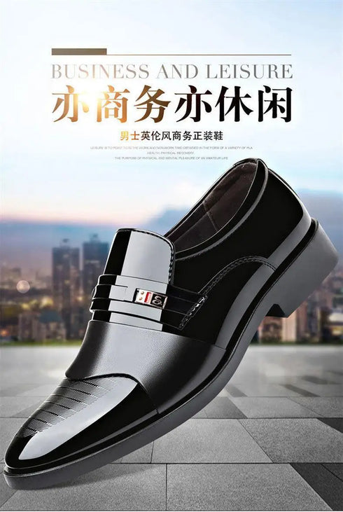 Fashionable PU Leather Slip On Formal Shoes for Men Elegant Business Casual Footwear