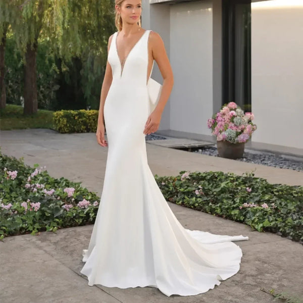 Vintage Sexy V-Neck Beaded Wedding Dresses Mermaid Gowns