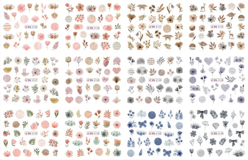 12 Floral Patterns Summer Nail Water Decals - Daffodils, Lilies, and Tulips for Stunning Nail Art Transfers and DIY Manicure Accessories