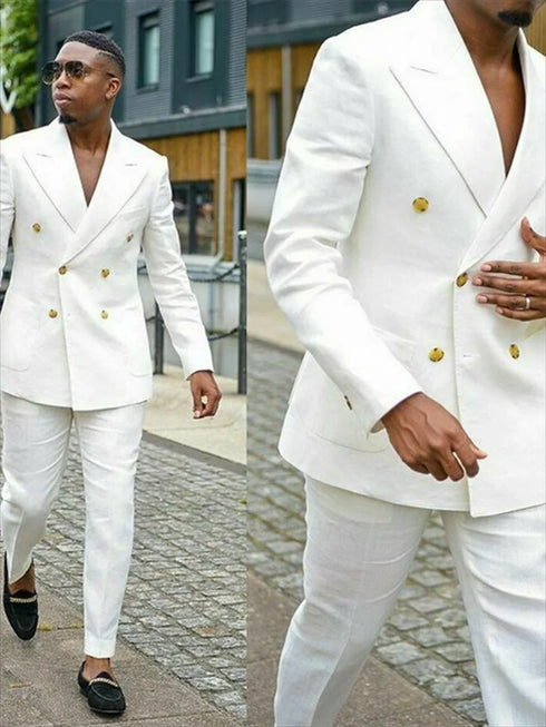 Ivory Men's Tuxedo Suit Set for Business and Formal Events