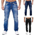 Solid Stretch Denim Straight Jeans for Men - Casual Business and Daily Wear Trousers