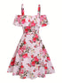 Floral Print Off-Shoulder Ruffle Dress for Women in Spring and Summer Fashion