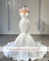 Princess Tassels Sheer Neck Mermaid Wedding Dress Gowns