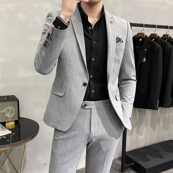 Stylish Men's Two-Piece Suit Set for Weddings and Business Events - Smart Casual Autumn Attire