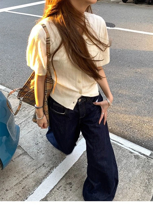 Casual Women's Wide Leg Denim Jeans for Effortless Street Style - Perfect Spring/Summer Baggy Pants for All Ages - Trendy Loose Fit High Waist Trousers