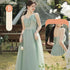 Bridesmaid Dress Elegant Tulle With Bow A Line Long Dress For Wedding Party Celebration Bridesmaid Dresses