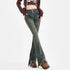 Ripped High Waist Flared Jeans For Women Retro Denim Trousers Casual Street Style Classic Fit