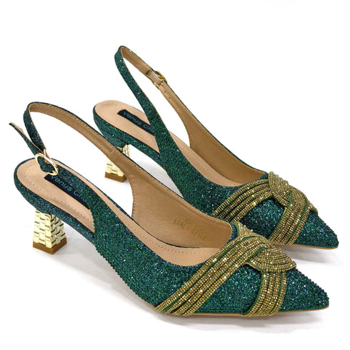 Italian Design Texture Shoes And Bags Rhinestones High Heels