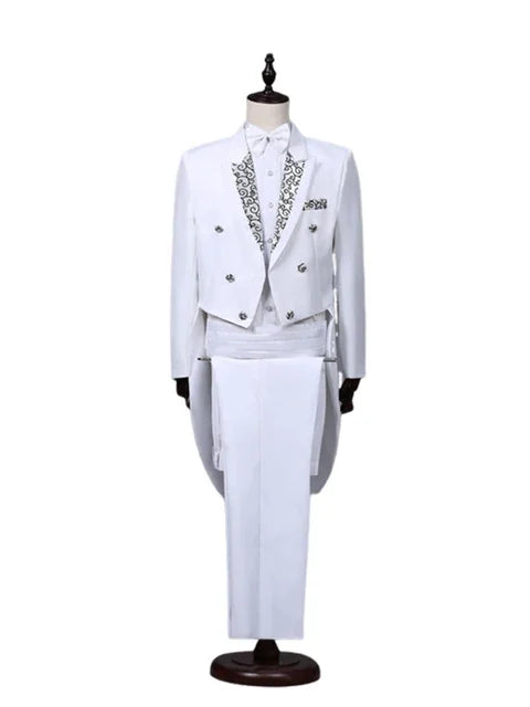 Sophisticated Tailcoat Suit for Performers - Stylish Casual Stage Jacket for All Seasons