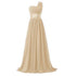 Bridesmaid Dress A Line Chiffon One Shoulder Pleated Back Lace Up Floor Length Wedding Dress