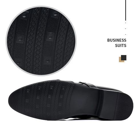 Luxurious Men's Leather Oxfords - Breathable Formal Dress Shoes for Office, Weddings, and Daily Wear, Elegant Slip-On Moccasins with Rubber Outsole