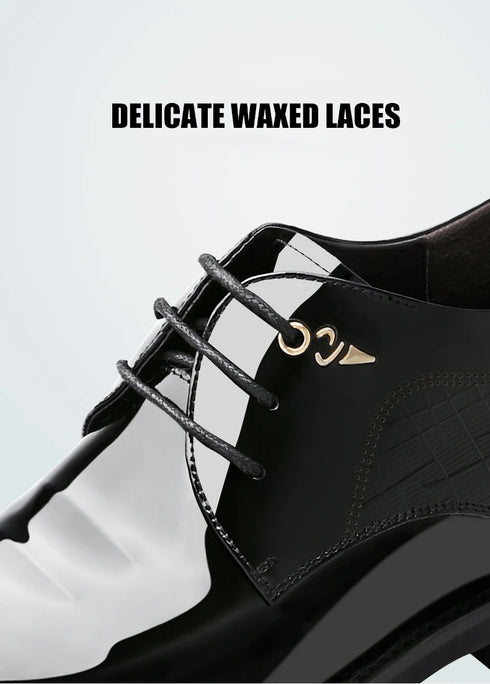 Elevator Dress Shoes for Men Patent Leather Heighten Formal Oxfords