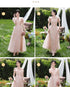 Off Shoulder Bridesmaid Dress Elegant Bubble Sleeve Floral Print Aline Gown For Party
