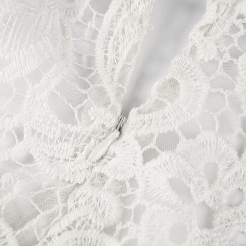 Women Floral Lace Dress Wedding Elegant Chiffon Maxi Party Gown