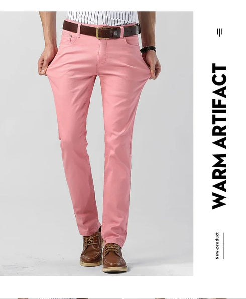 Men's Colorful Denim Stretch Comfortable Jeans for Casual Business Wear