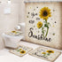 4 Piece Doormat Shower Curtain Set with Non-Slip Rugs Toilet Seat Cover and Bath Carpet for Bathroom Decor