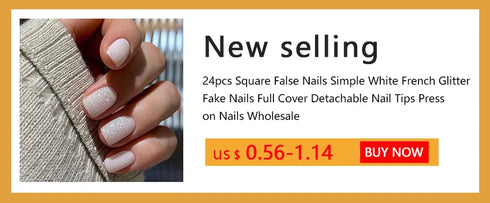 24pcs Elegant French White Short Acrylic False Nails with Rhinestone Design - Full Cover Press-On Nail Tips for Effortless Nail Art and Professional-Quality Nail Supplies