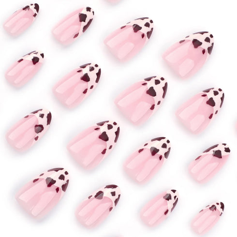Charming 3D Flower Press on Nail Art with Cute Leopard Print Design - Stylish Almond Shape Ballet False Nails for Daily and Vacation Manicure