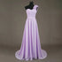 Chiffon Off-Shoulder A-Line Dress With Floral Pleats Floor-Length Corset Back Bridesmaid Dress