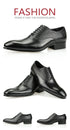 Elegant Black Leather Oxfords for Men Lace Up Formal Office and Wedding Shoes