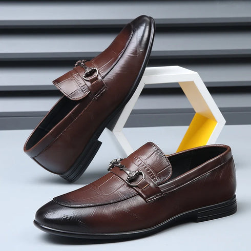 Stylish Men's Genuine Leather Pointed Loafers for Summer - Comfortable, Breathable Casual Shoes Perfect for Spring and Autumn Occasions