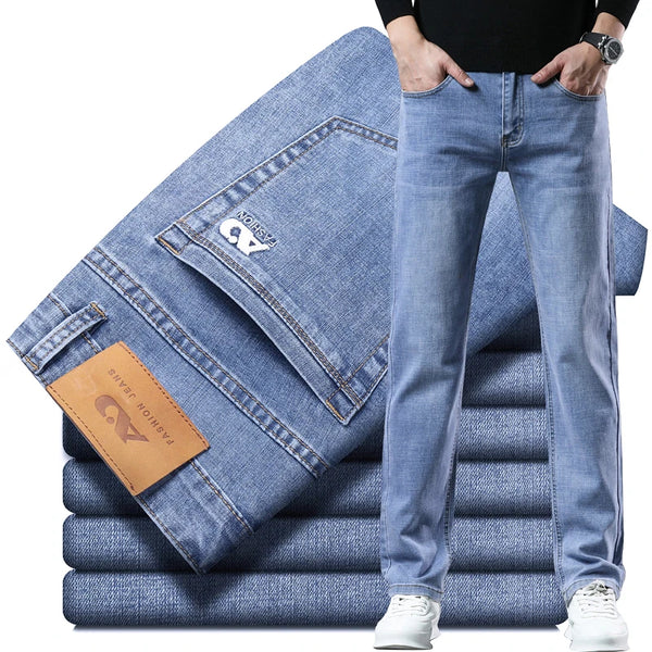 Men's Workwear Jeans Classic Stretch Loose Straight-leg Denim Pants
