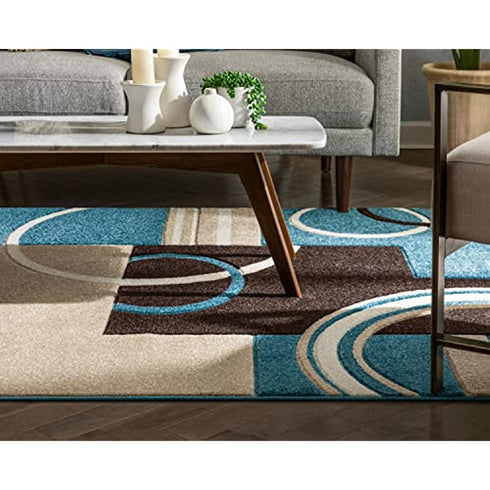 Geometric Circles Area Rug for Living Room and Home Decor