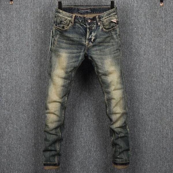 Classic Retro Elastic Jeans for Men - Casual Comfort Pants