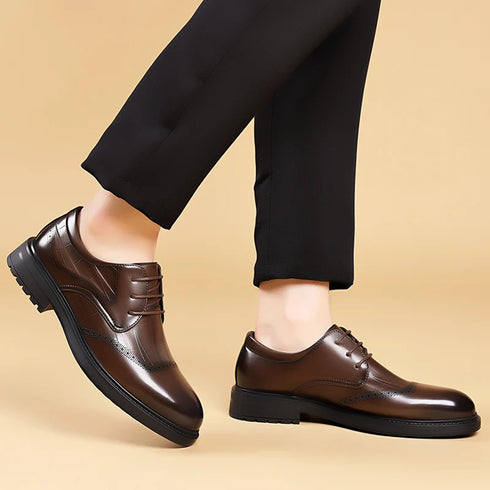 Leather Oxford Shoes for Men Elegant Minimalist Lace Up Business Casual Footwear