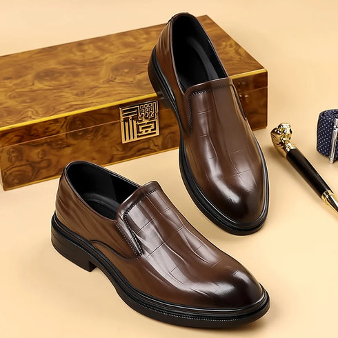 Luxury Men's Casual Loafers Leather Business Wedding Shoes Slip-on Office Formal Footwear