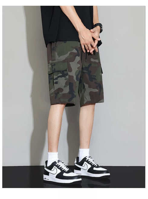 Summer Camouflage Cargo Shorts Men Pocket Casual Outdoor Pants