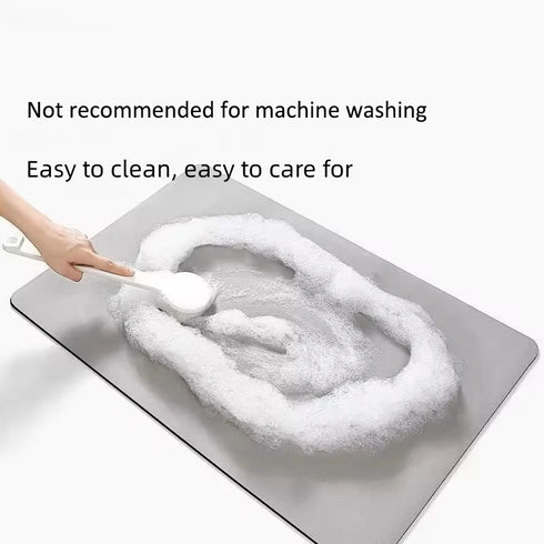 Diatomaceous Earth Non-Slip Bath Mat Super Absorbent Bathroom Rug Thin Rubber Pad