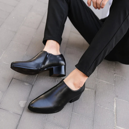 Men's Leather Business Shoes Slip-On Pointed Toe Loafers for Weddings and Daily Wear