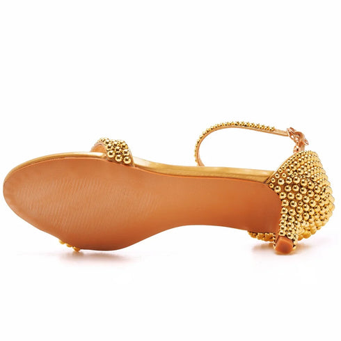 Elegant Beaded Open-Toe Sandals with Thin Heels for Weddings and Parties