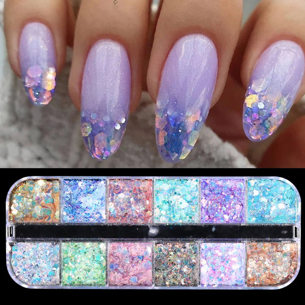 Irregular Butterfly and Star Nail Glitter Flakes for Sparkly Manicure - Perfect for Fall and Halloween Nail Art Decorations