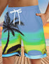 Men's Board Shorts Swim Shorts Drawstring 3D Coconut Tree Beach Shorts