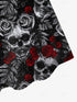 Plus Size Gothic Printed Sleeveless Dress for Women with Skull Rose Graphic