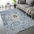 Classical Elegant Blue Rug for Retro Living Room and Bedroom Carpet Decoration