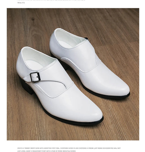 Leather Shoes for Men Cuban Style Heightening Wedding and Business Casual Footwear