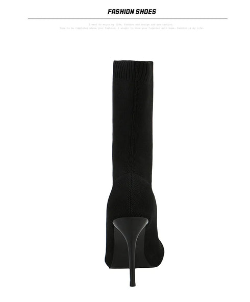 Sexy Sock Boots Knitting Stretch High Heels for Women Fashion Shoes Ankle Boots